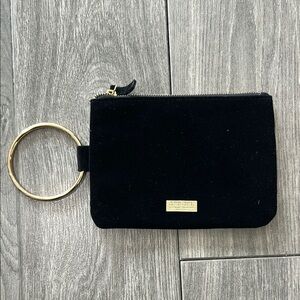 Chic Black velvet Pouch with Gold Ring